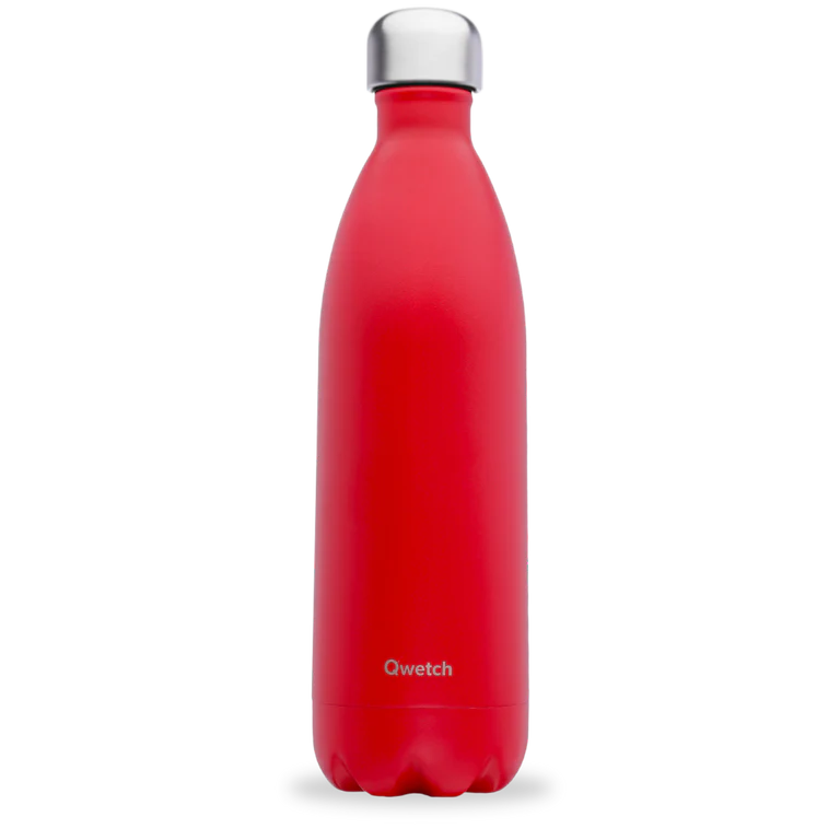 Qwetch Bouteille isotherme inox rouge cardinal 1000ml - 9387